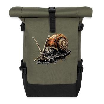 Snail Vineyard Snail Shell Snails - Roll Top Backpack - olive/black - Front