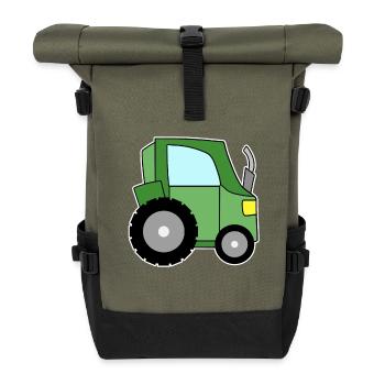 Tracteur vert - Sac à dos roll top - olive/noir - Devant