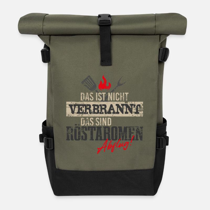Grillen Spruch lustig - Rolltop Rucksack - Olive/Schwarz