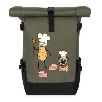 Peanut Birthday Birthday Greetings Cake Baking - Roll Top Backpack - olive/black - Front