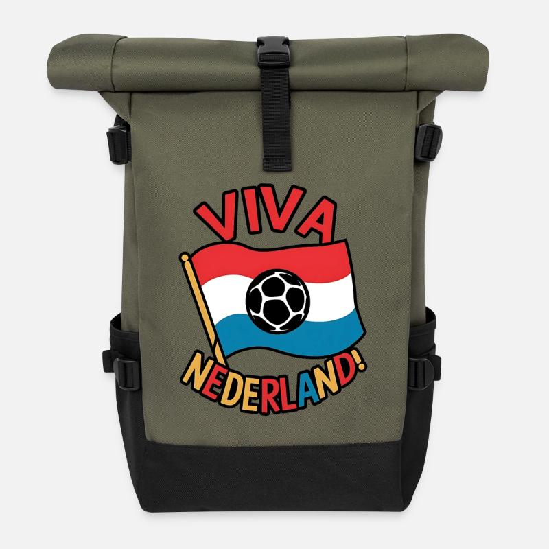Conception du drapeau de football Viva Netherlands - Sac à dos roll top - olive/noir