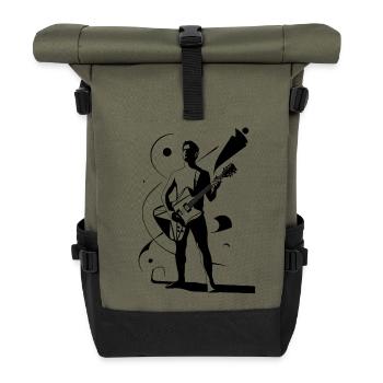 Héros musical avec silhouette de guitariste - Sac à dos roll top - olive/noir - Devant