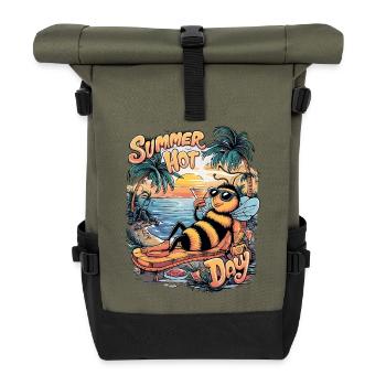 Summer Bee Relaxation Day - Roll Top Backpack - olive/black - Front