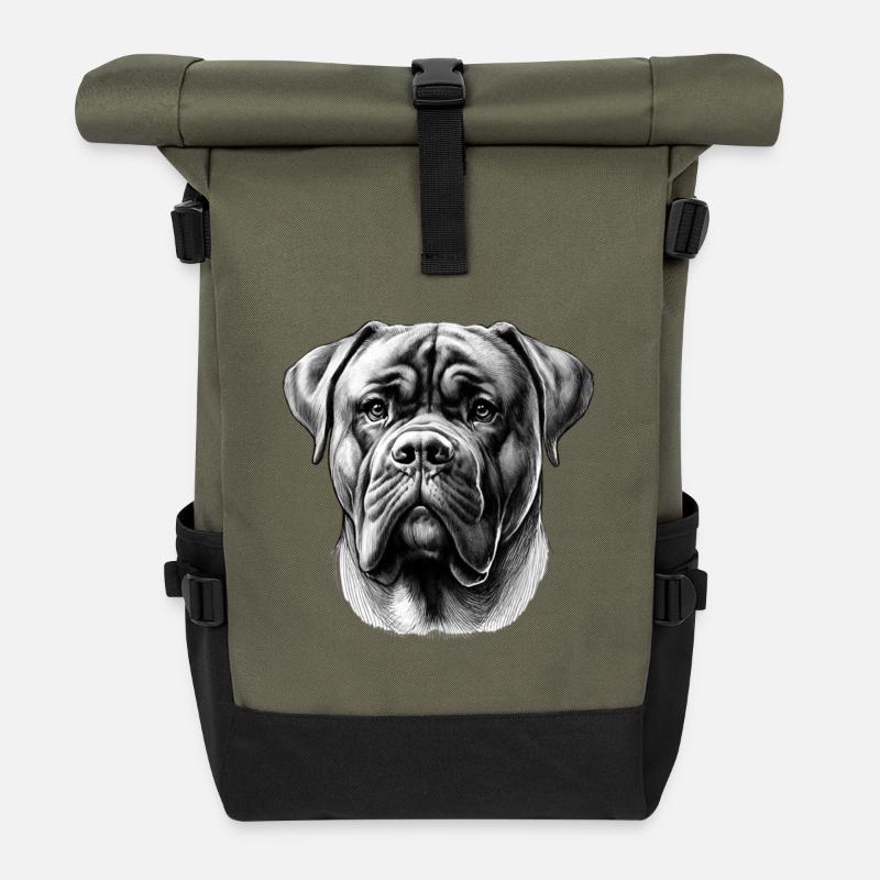 Majestätisches Cane Corso-Porträt - Rolltop Rucksack - Olive/Schwarz