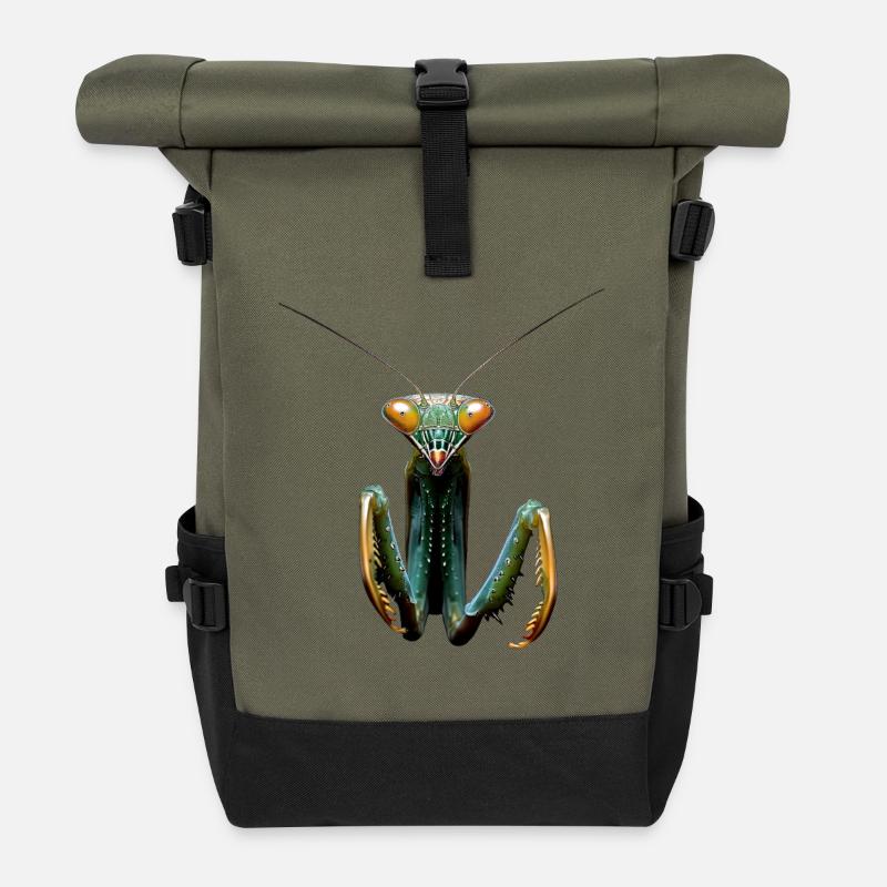 Gottesanbeterin Praying Mantis Liebe Fangschrecken - Rolltop Rucksack - Olive/Schwarz