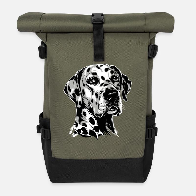 Dalmatiner Hunde Liebhaber Ich Liebe Dalmatiner - Rolltop Rucksack - Olive/Schwarz