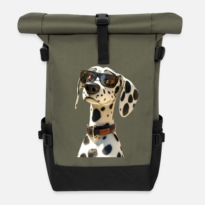 Dalmatiner Hunde Liebhaber Ich Liebe Dalmatiner - Rolltop Rucksack - Olive/Schwarz