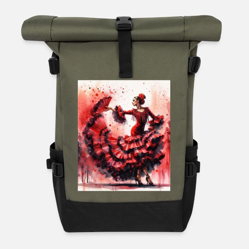 La passion d’une danseuse de flamenco - Sac à dos roll top - olive/noir