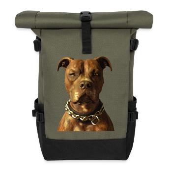 Pitbull Bulldog Pittie American Pitbull Terrier - Roll Top Backpack - olive/black - Front