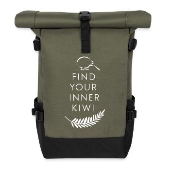 Trouvez le Kiwi qui sommeille en vous - Souvenir Nouvelle-Zélande - Sac à dos roll top - olive/noir - Devant
