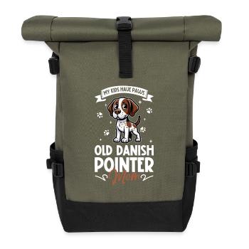 Altdänischer Vorstehhund Mama - Rolltop Rucksack - Olive/Schwarz - Vorne