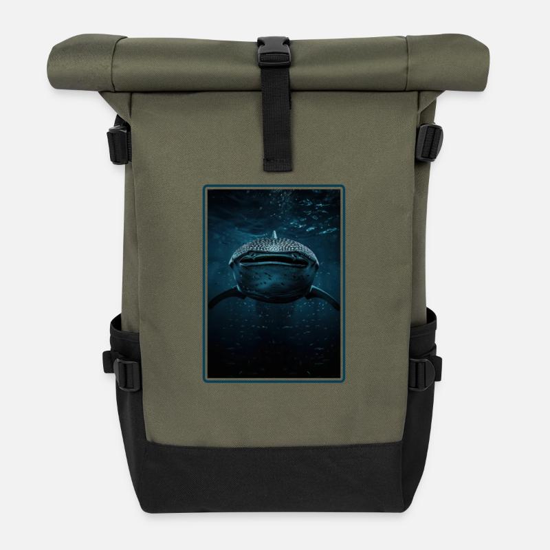 requin-baleine Requin-baleine requin-baleine - Sac à dos roll top - olive/noir
