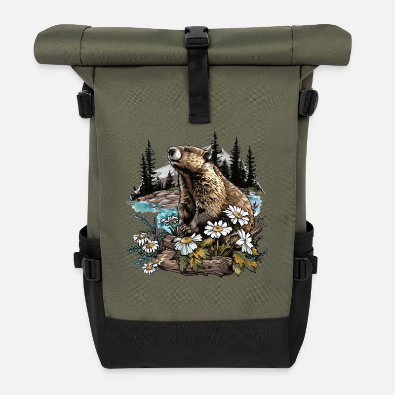 Beaver Biber - Rolltop Rucksack - Olive/Schwarz