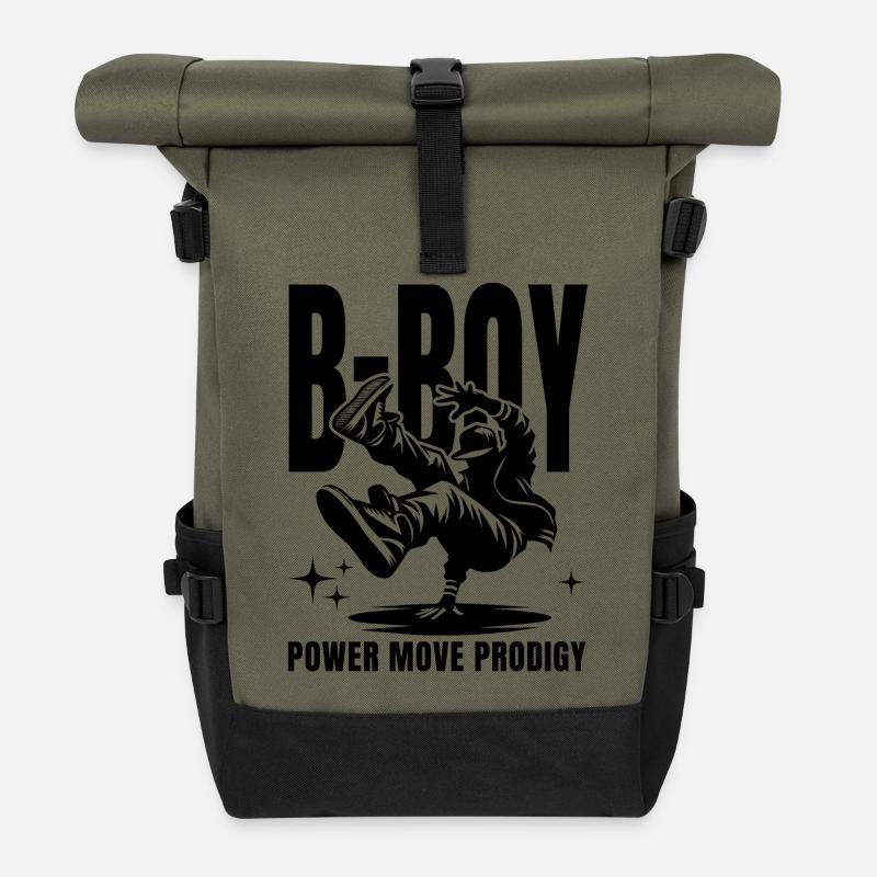 B-Boy Silhouette Breakdance Breaking Dance Hip-Hop - Rolltop Rucksack - Olive/Schwarz