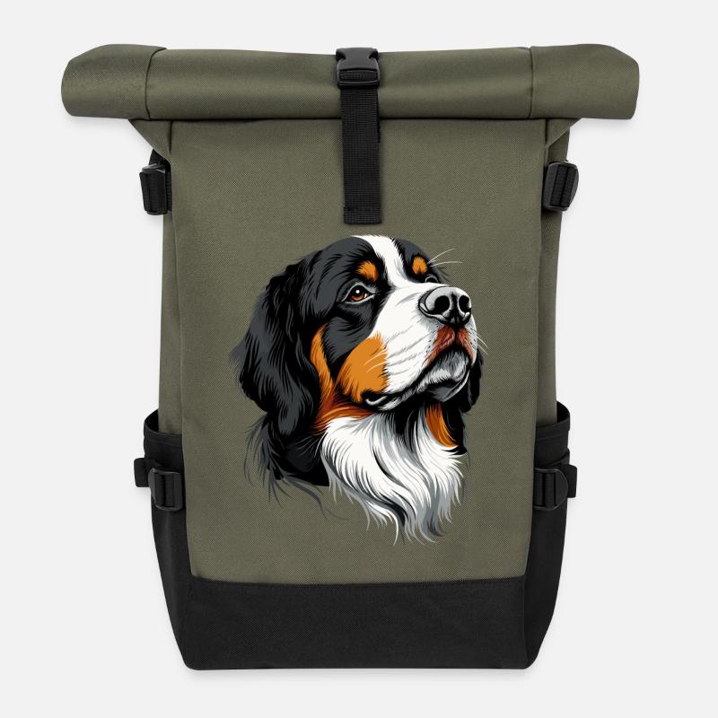 Bouvier bernois Chiens mignons Bouvier suisse - Sac à dos roll top - olive/noir