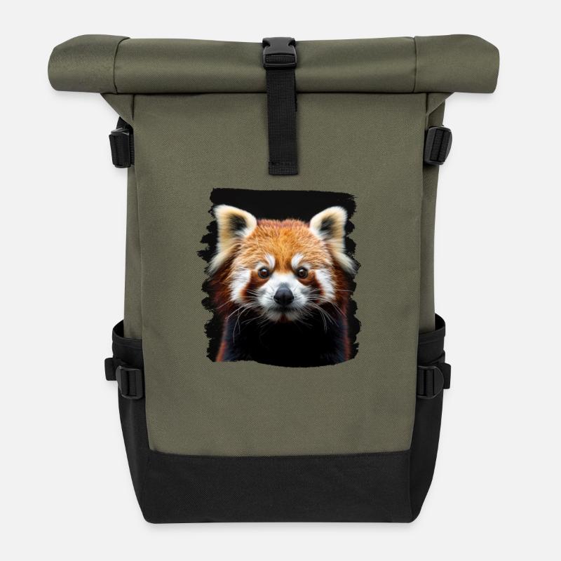 Red Panda Kleine Pandas Kleiner Roter Panda - Rolltop Rucksack - Olive/Schwarz