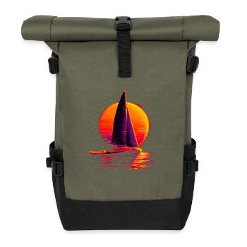 Oldschool Segeln - Rolltop Rucksack - Olive/Schwarz - Vorne