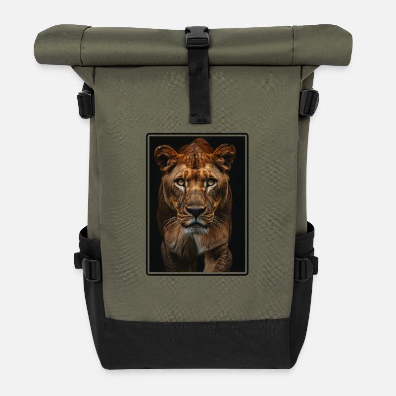 Lioness Löwinnen Löwin - Rolltop Rucksack - Olive/Schwarz