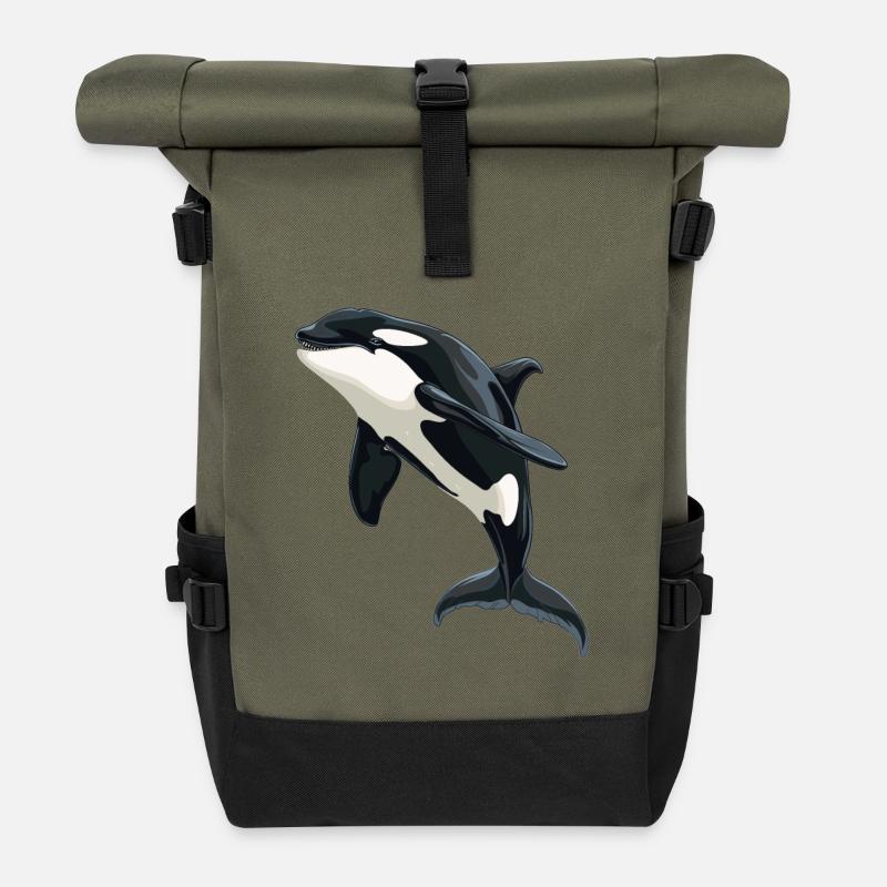 Orques Orques - Sac à dos roll top - olive/noir
