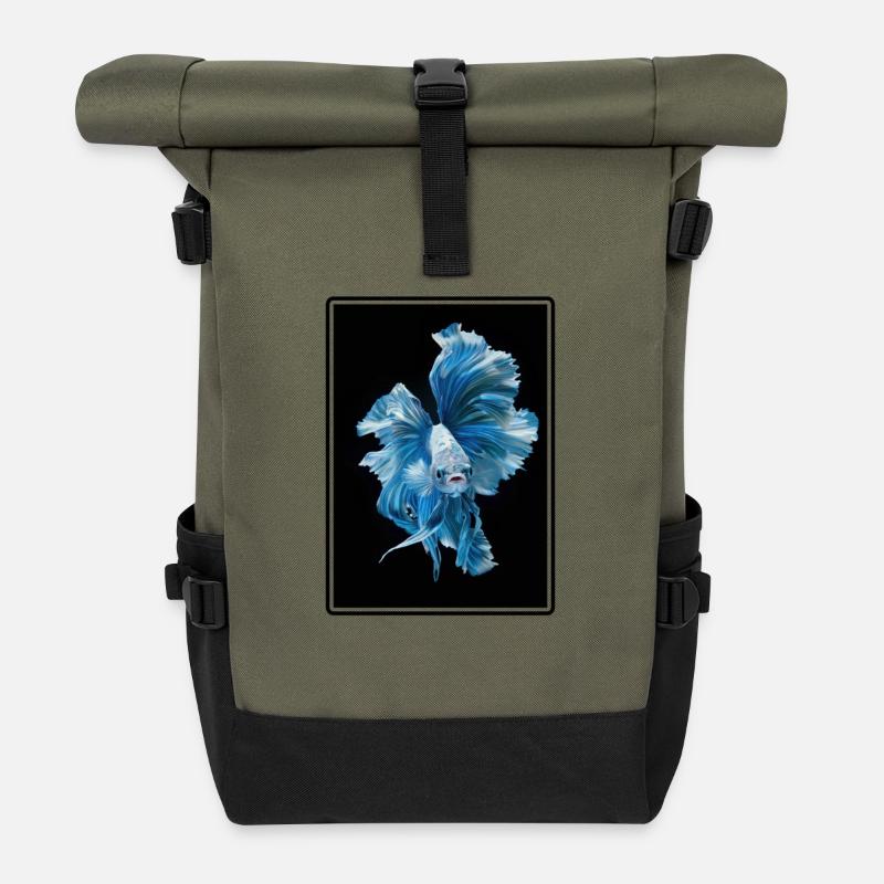 Bettas Betta Fisch Betta - Rolltop Rucksack - Olive/Schwarz