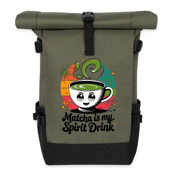 Matcha Is My Spirit Drink - Roll Top Backpack - olive/black - Front