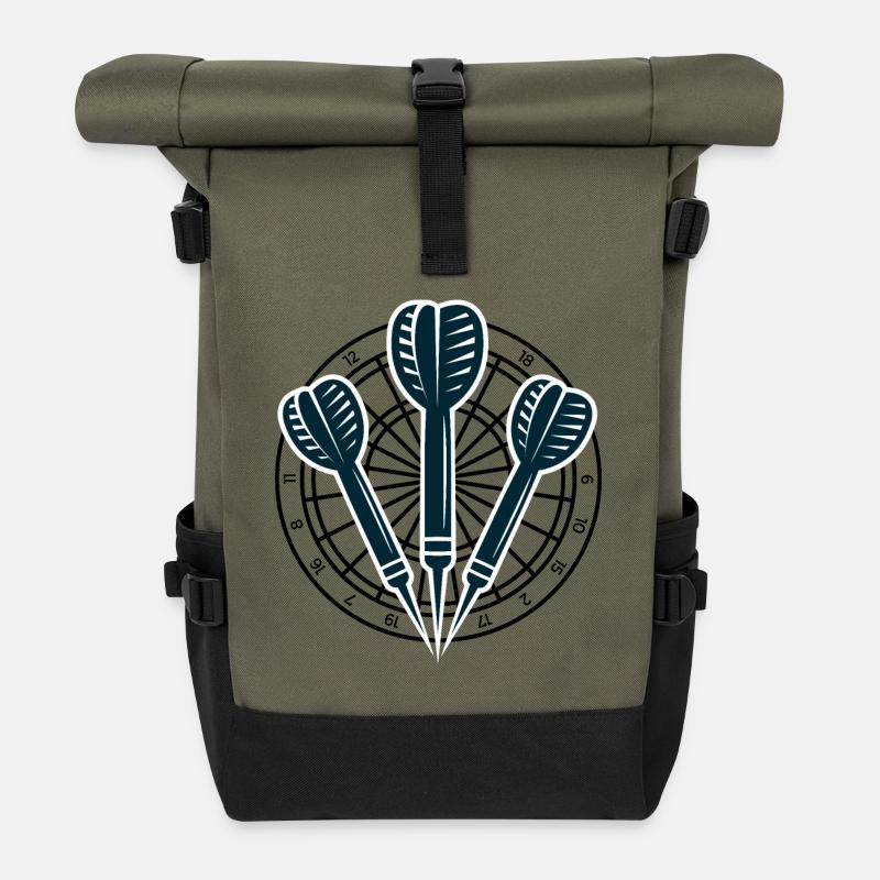 Darts Trio Arrow Art - Roll Top Backpack - olive/black