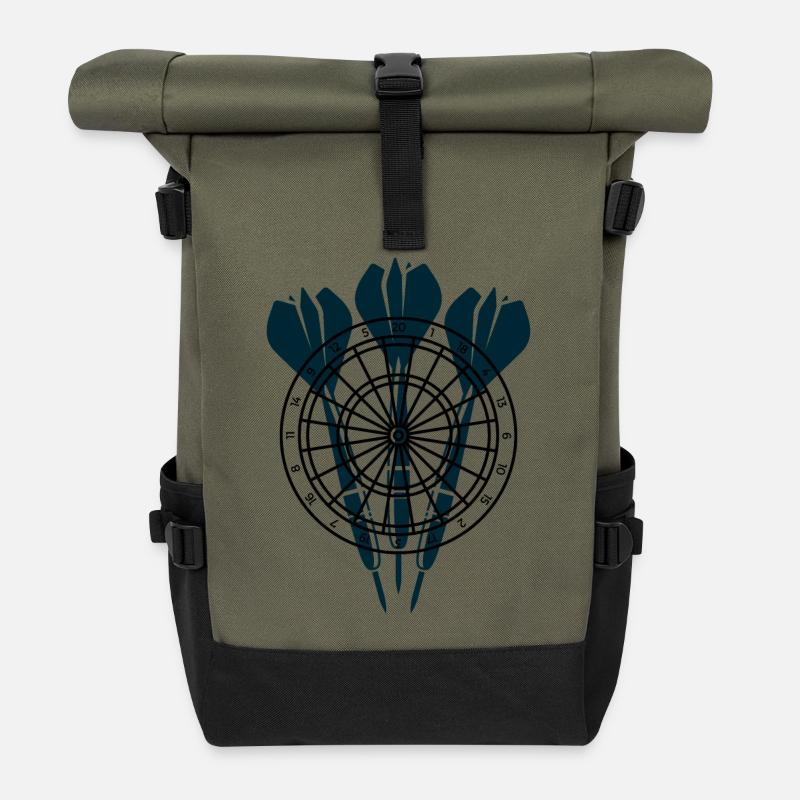 Drei Pfeile vor Zielscheibe - Rolltop Rucksack - Olive/Schwarz