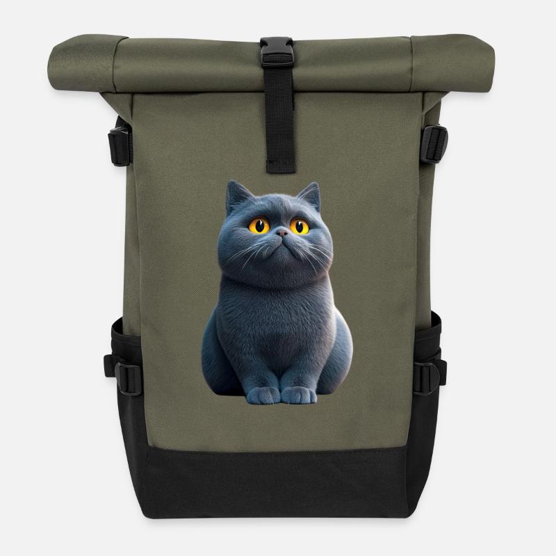 Britisch Kurzhaar Katze BKH Katzenmama Süße Katzen - Rolltop Rucksack - Olive/Schwarz