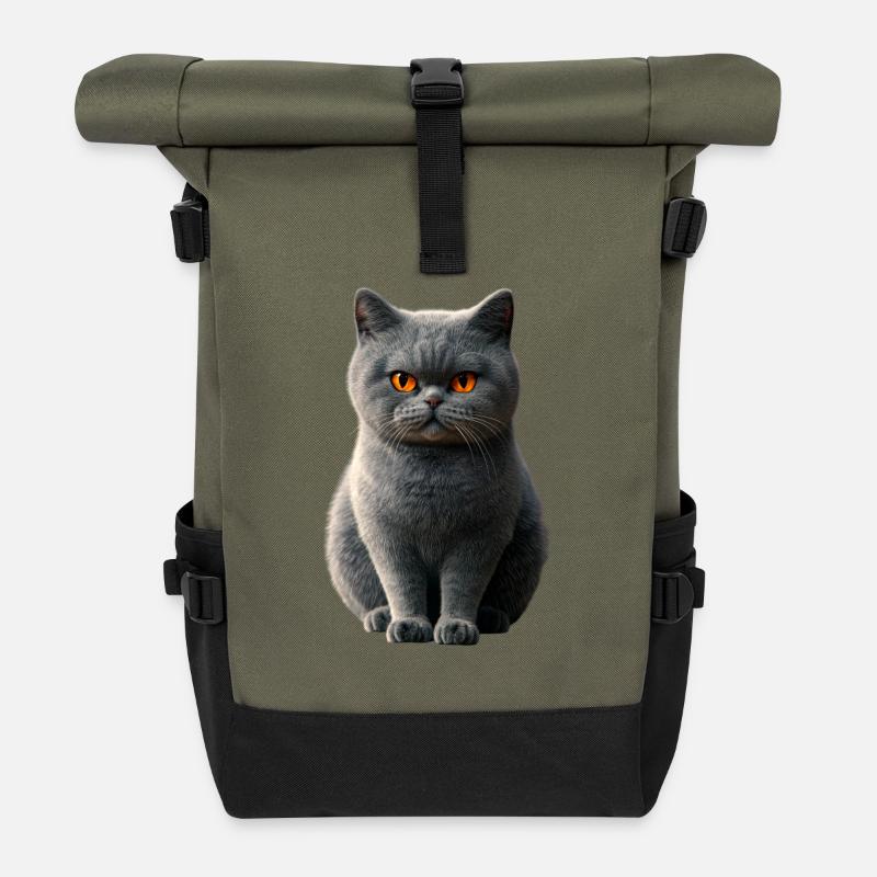 Britisch Kurzhaar Katze BKH Katzenmama Süße Katzen - Rolltop Rucksack - Olive/Schwarz