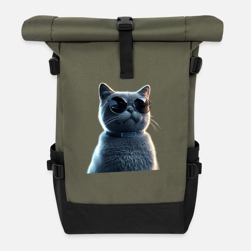 Britisch Kurzhaar Katze BKH Katzenmama Süße Katzen - Rolltop Rucksack - Olive/Schwarz
