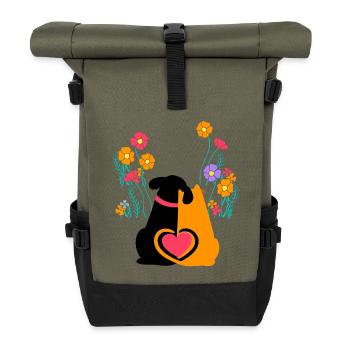 Dog, Cat, Garden, Love, Nature, Nature Lover - Roll Top Backpack - olive/black - Front