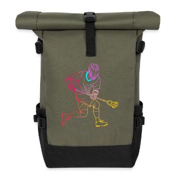 Lacrosse Player Drawing - Roll Top Backpack - olive/black - Front