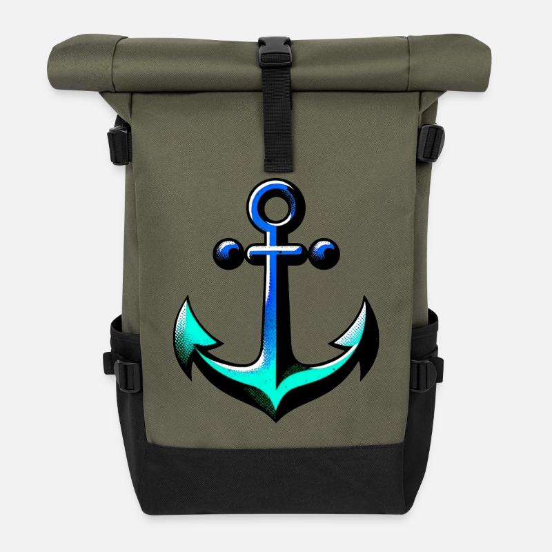 Ein Anker - Rolltop Rucksack - Olive/Schwarz