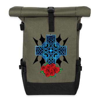 Halloween Croix Croix Crucifix Roses Mort Au-delà - Sac à dos roll top - olive/noir - Devant