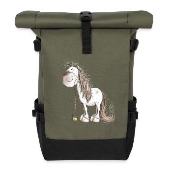 Lustiges Pferd Trinkt Limonade Für Pferde Freunde - Rolltop Rucksack - Olive/Schwarz - Vorne