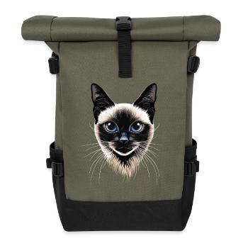 Siamkatze Siam Katze Siamese Cat Siamesen Katzen - Rolltop Rucksack - Olive/Schwarz - Vorne