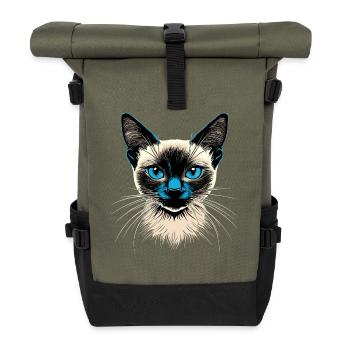 Siamkatze Siam Katze Siamese Cat Siamesen Katzen - Rolltop Rucksack - Olive/Schwarz - Vorne