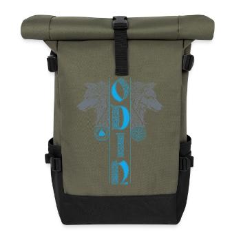 Wolf Odin Wölfe Vegvisir Nordische Mythologie - Rolltop Rucksack - Olive/Schwarz - Vorne