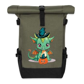 Halloween Dragon Dragon Fairy Tale Child Kids Baby - Roll Top Backpack - olive/black - Front