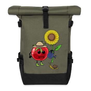 Tomate Jardinier Jardin Escargot Jardinage Enfant - Sac à dos roll top - olive/noir - Devant