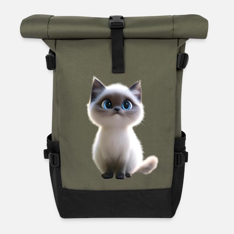 Ragdoll Cat Ragdoll Cat Cute Ragdoll Cats - Roll Top Backpack - olive/black