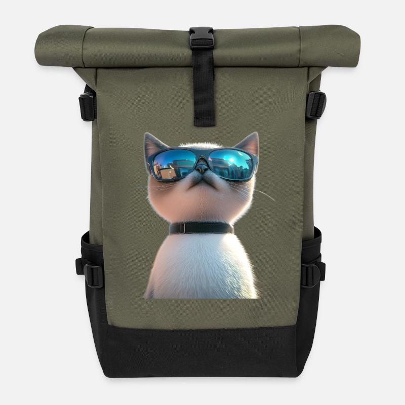 Birma Katze Heilige Birmakatze Süße Birma Katzen - Rolltop Rucksack - Olive/Schwarz