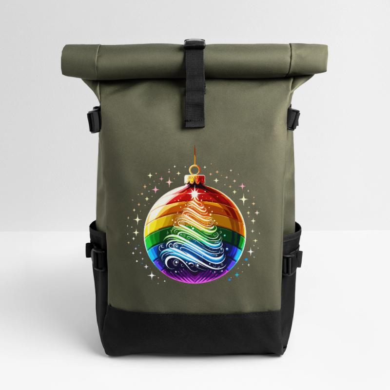 Regenbogen Weihnachtskugel Rolltop Rucksack