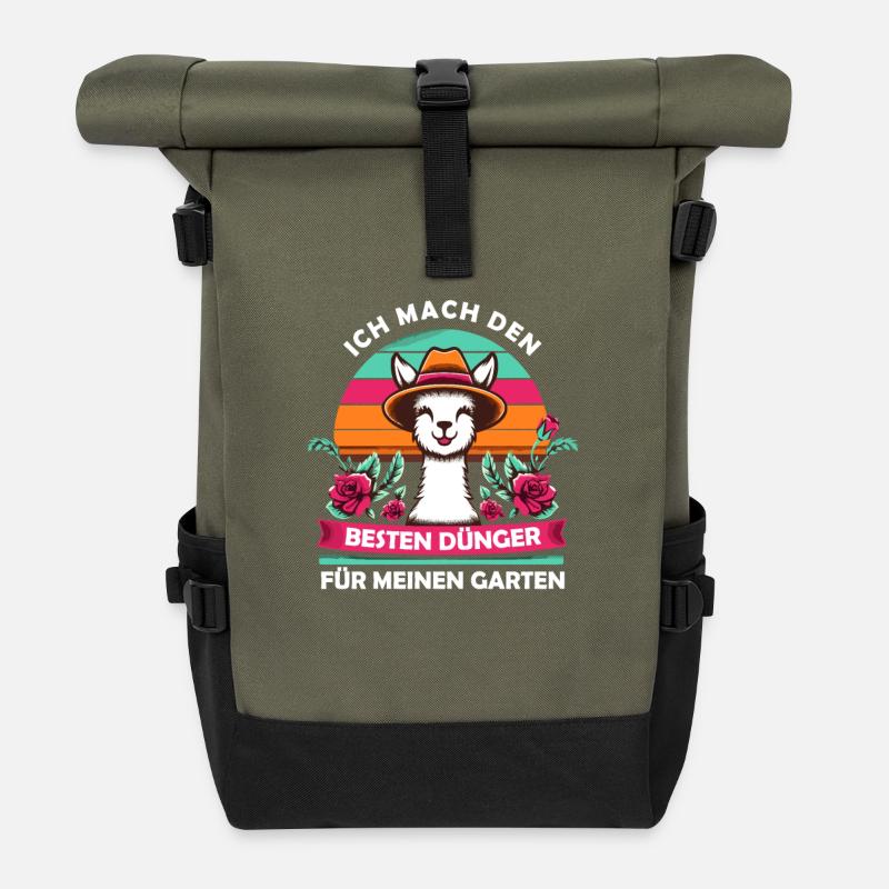 Alpaca make the best fertilizer for my garden - Roll Top Backpack - olive/black