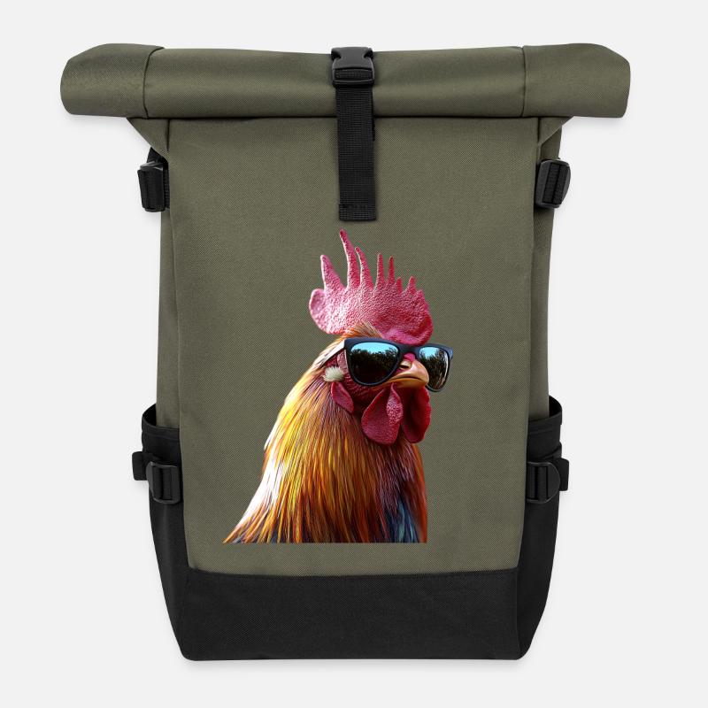 Hahn Chicken Daddy Hühnerstall Dad Landwirt Hühner - Rolltop Rucksack - Olive/Schwarz
