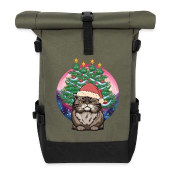 Chat de Noël Père Noël Père Noël Père Noël - Sac à dos roll top - olive/noir - Devant