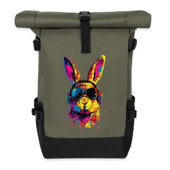 Hase Kaninchen Liebhaber Feldhase Bunny Süße Hasen - Rolltop Rucksack - Olive/Schwarz - Vorne