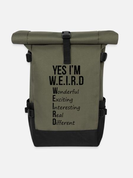 yes I'm weird - Rolltop Rucksack - Olive/Schwarz