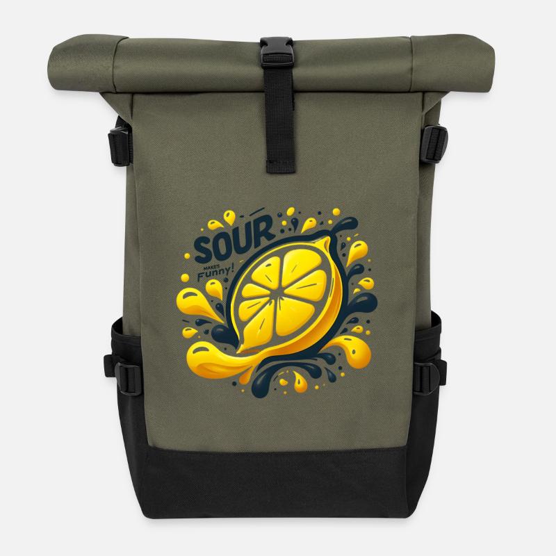 Zitrone Spritz-Splash - Rolltop Rucksack - Olive/Schwarz