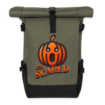 Screaming Pumpkin Halloween - Roll Top Backpack - olive/black - Front